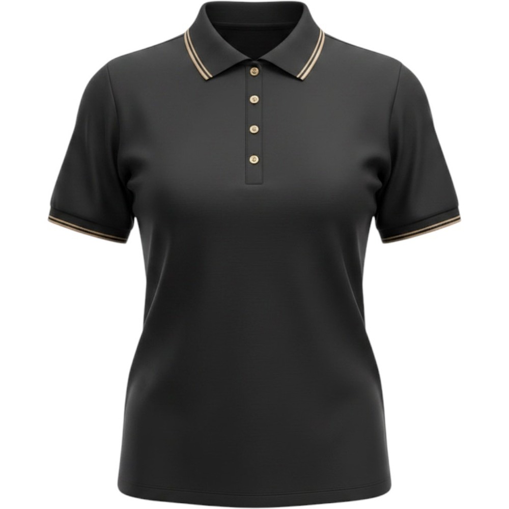 Greg Norman Play Dry Black Gold Tipped Polo Shirt Womens XXL Golf EUC